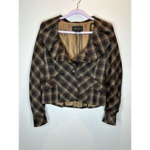 BCBG Maxazria Wool Blend Brown Single Button Blazer Size Large